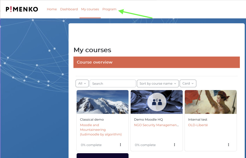 exemple élément menu personnalisé après connexion